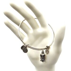 Alex and Ani Owl Charm Bangle‎ Bracelet Expandable Silver Tone